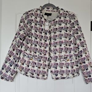 Talbots Women's Tweed Blazer in Purple and White